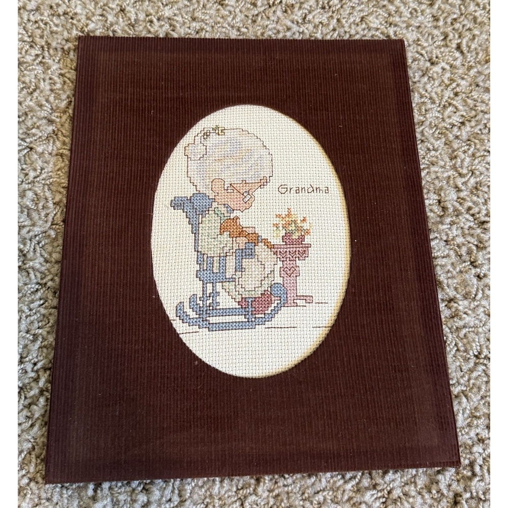 Vintage Handmade‎ Cross Stitch Needlepoint Grandma
